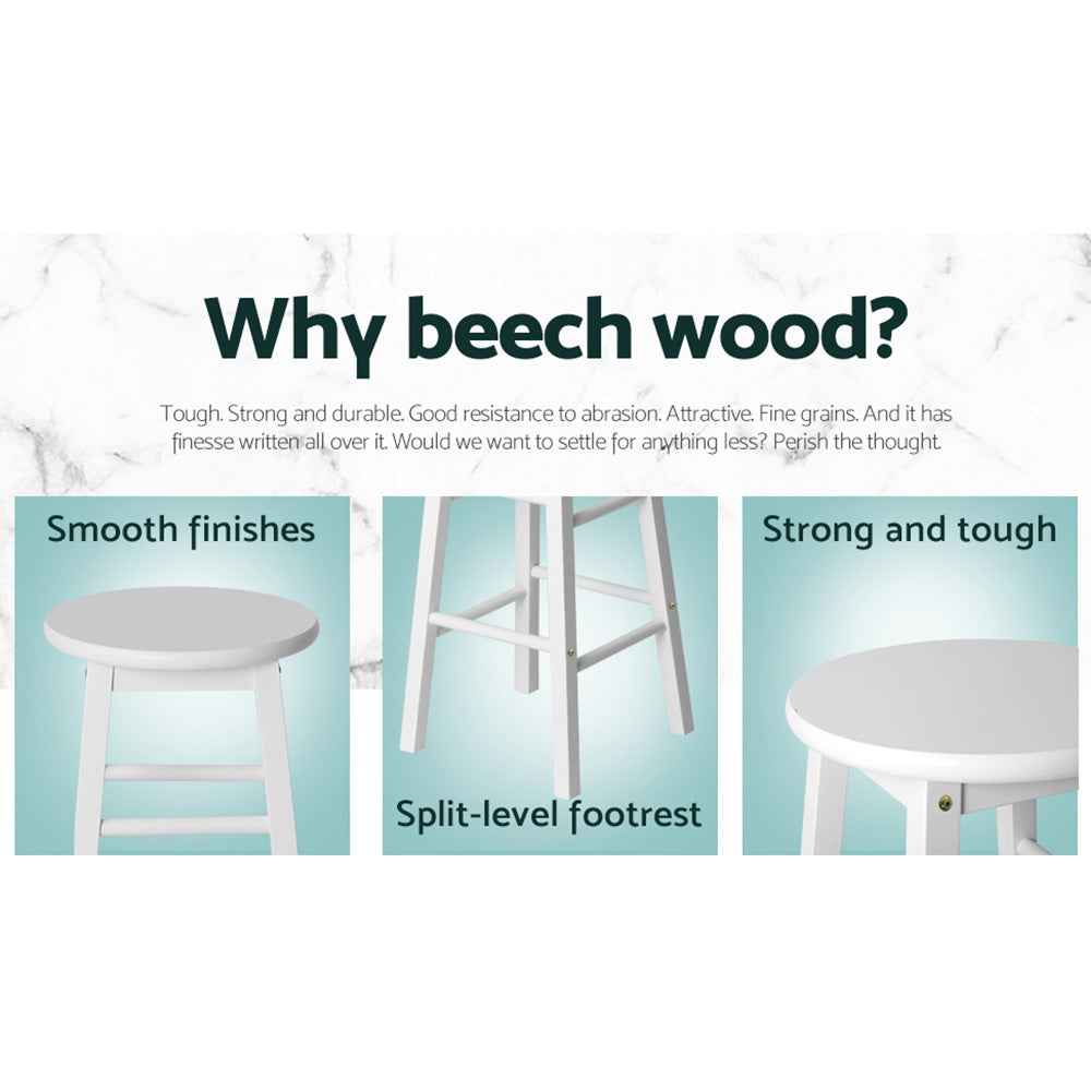 Artiss 2x Bar Stools Round Chairs Wooden White