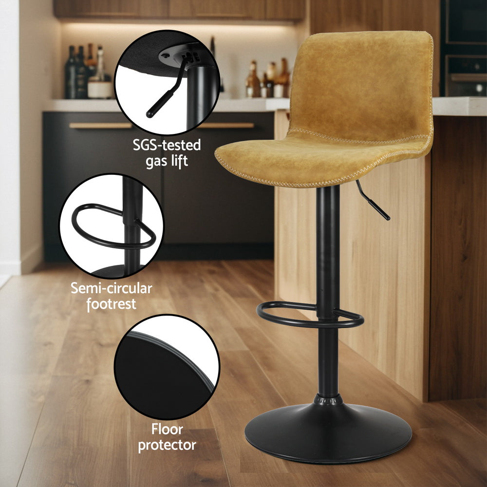 Artiss 4x Bar Stools Kitchen Swivel Gas Lift Chairs Brown