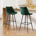 Artiss 2x Bar Stools Velvet Chairs Green - YDS.com.au