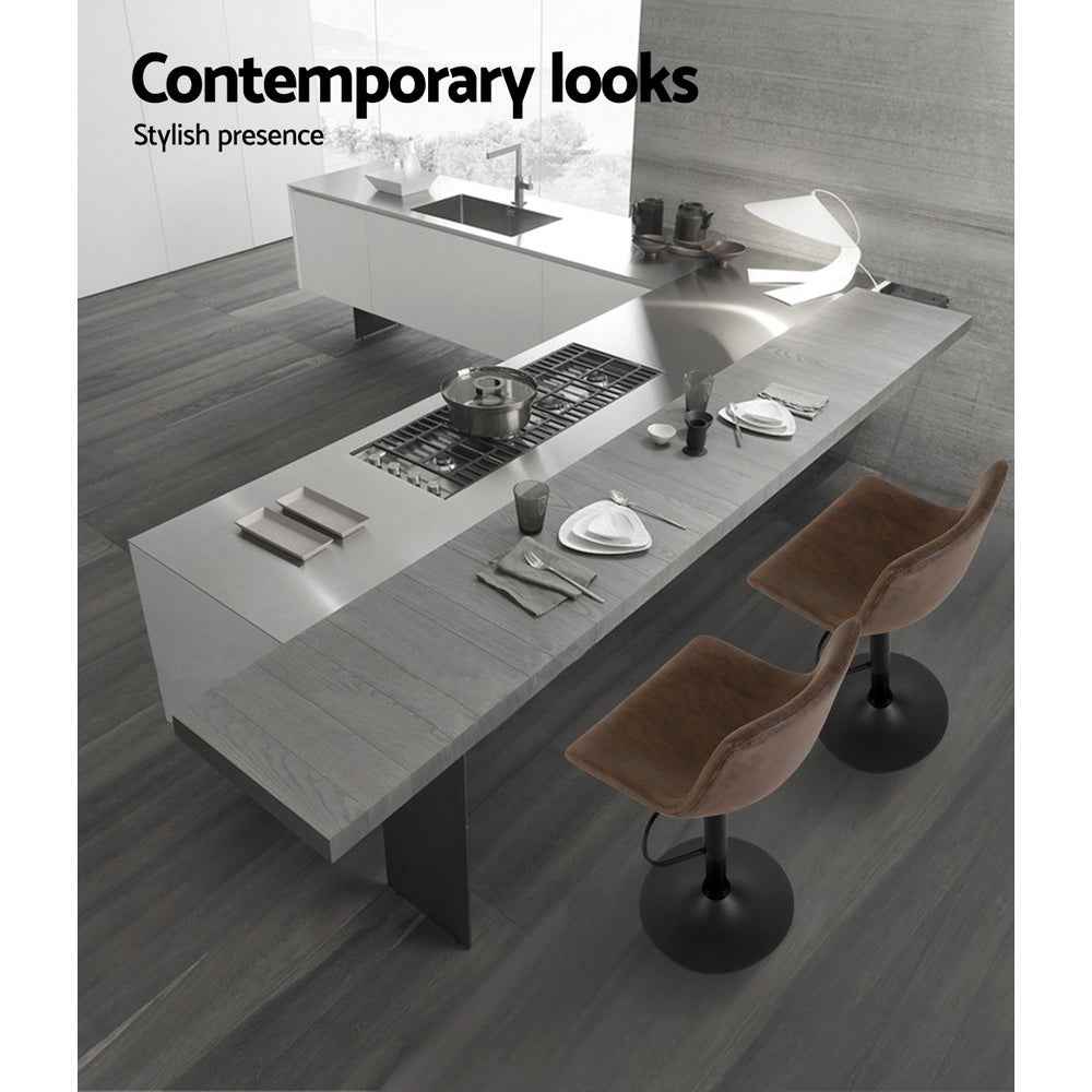 Artiss 2x Bar Stools Vintage Swivel Gas Lift Brown