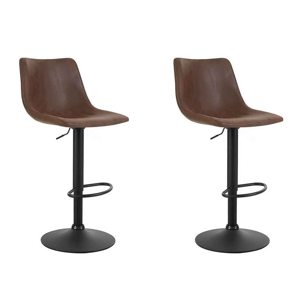 Artiss 2x Bar Stools Vintage Swivel Gas Lift Brown