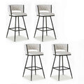 Artiss 4x Bar Stools Kitchen Dining Chair Counter Stool Woven Velvet Metal Ivory