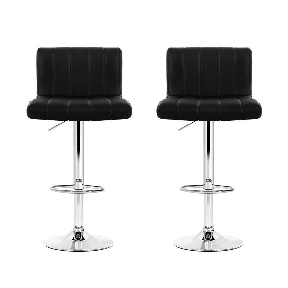 Artiss 2x Bar Stools Gas Lift Leather Chairs Black