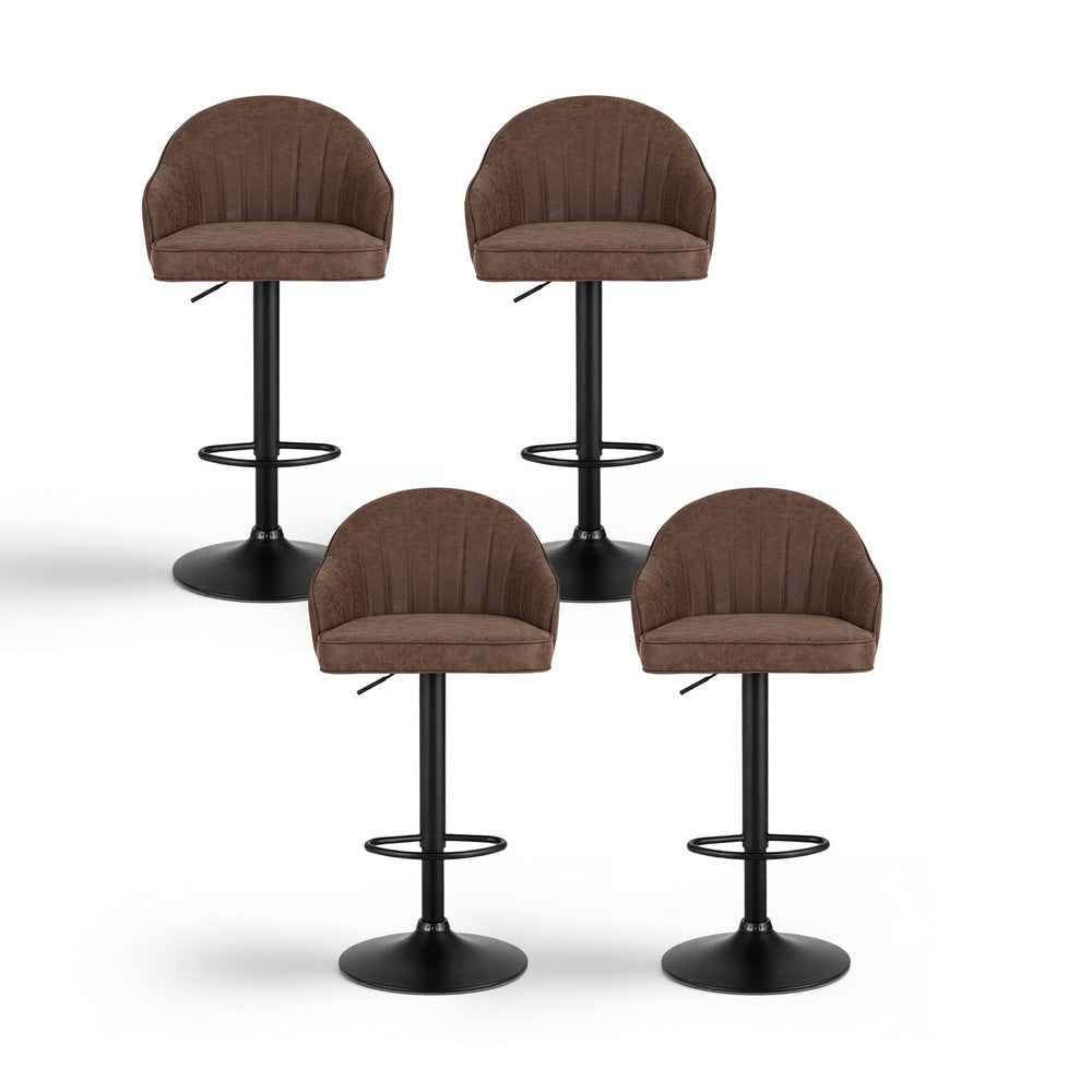 Artiss 4x Bar Stools Kitchen Swivel Gas Lift Counter Chair Shell Leather Brown