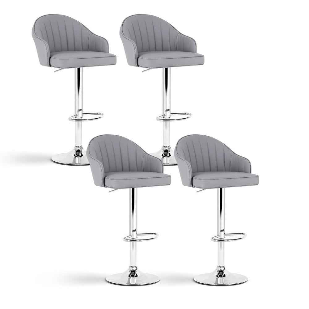 Artiss 4x Bar Stools Kitchen Swivel Gas Lift Counter Chair Shell Leather Grey
