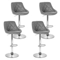 Taburetes de bar Artiss 4x de cuero acolchados con elevación a gas en color gris