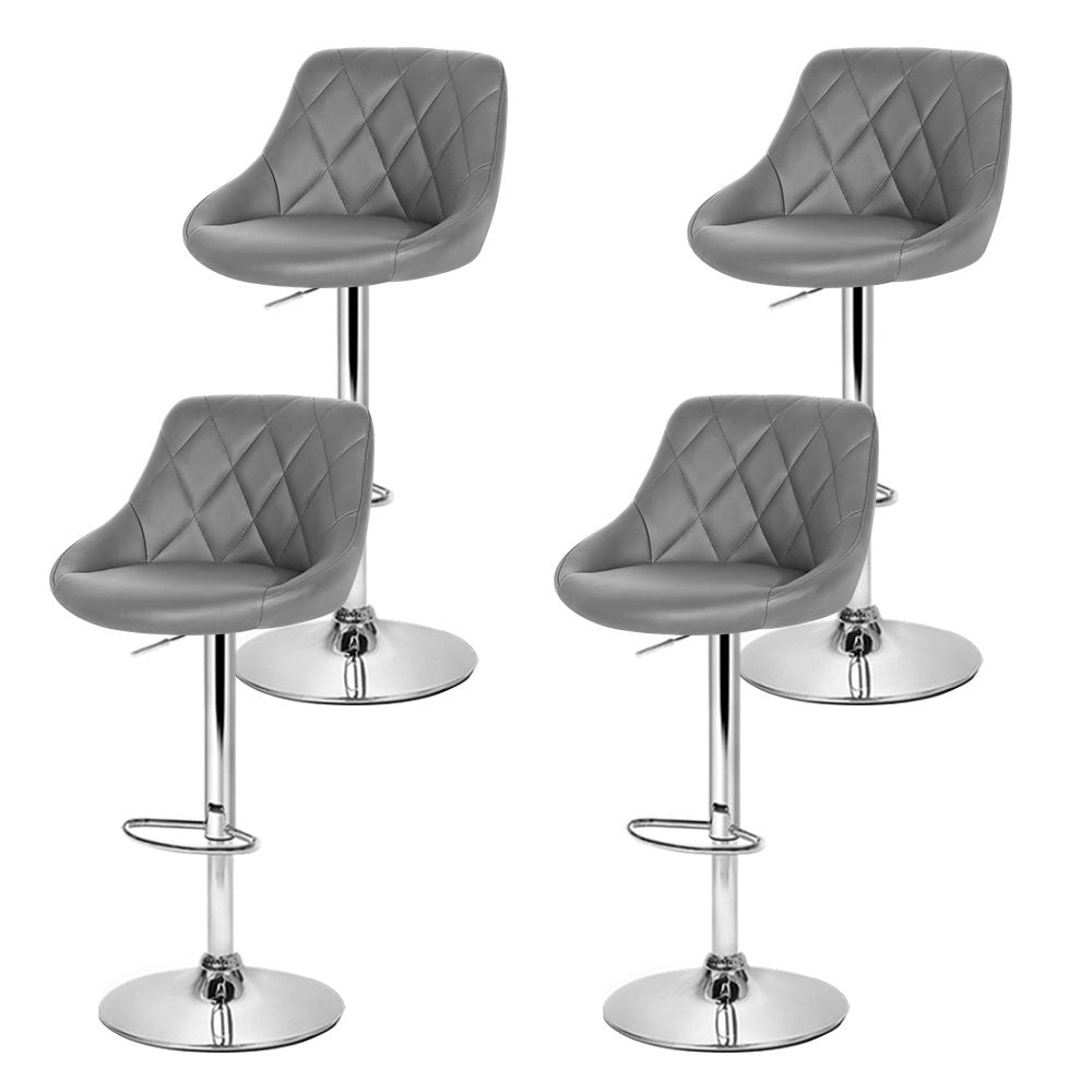 Taburetes de bar Artiss 4x de cuero acolchados con elevación a gas en color gris