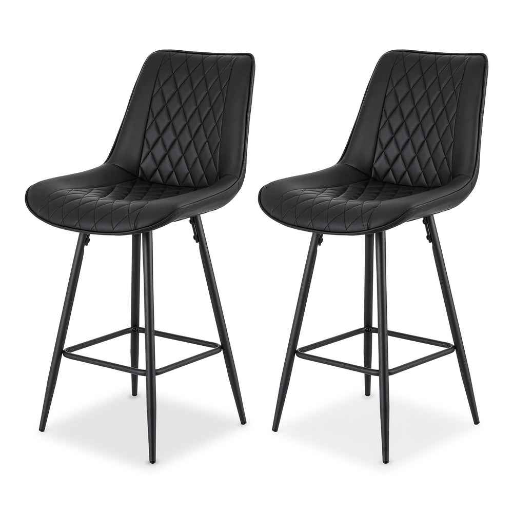 Artiss 2x Bar Stools Kitchen Dining Chair Counter Stool Diamond PU Leather Black