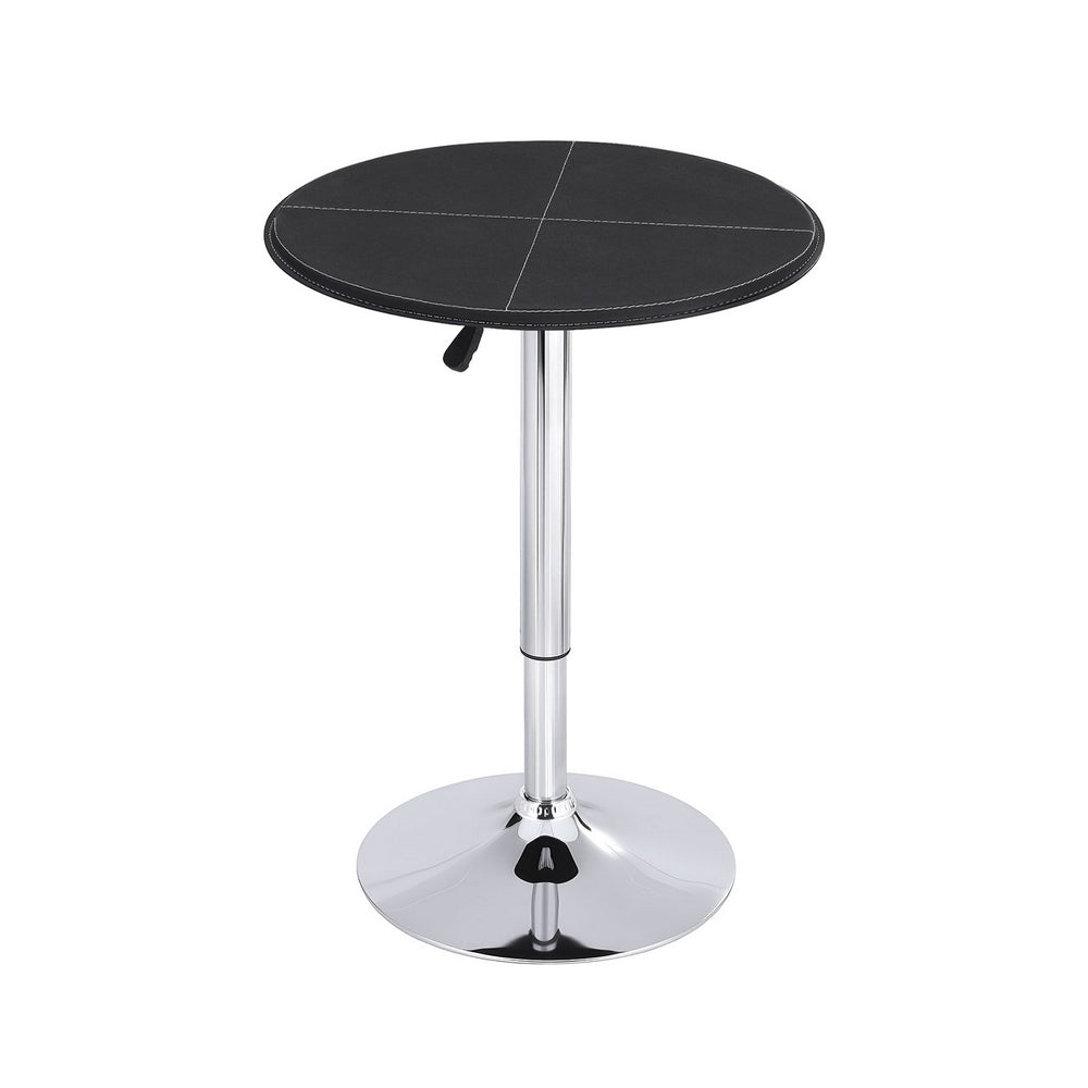 Artiss Bar Table Round Swivel Height Adjustable 62cm Modern PVC Leather Black - YDS.com.au