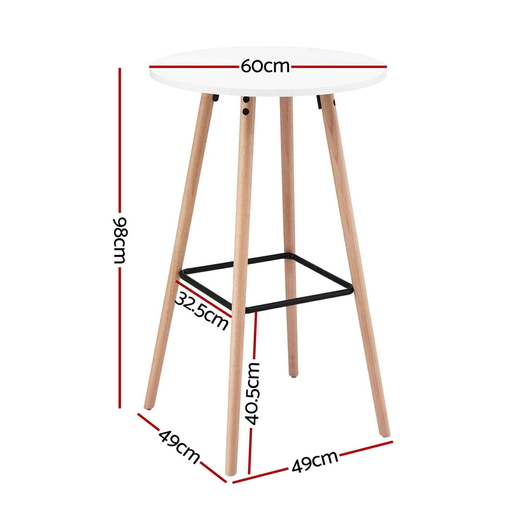 Artiss Bar Table Round Counter Kitchen Dining Desk Pub 98cm Height Wood White