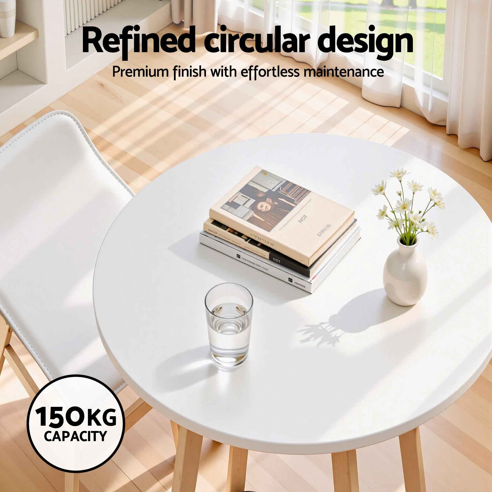 Artiss Bar Table Round Counter Kitchen Dining Desk Pub 98cm Height Wood White