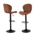 Artiss 2x Bar Stools Kitchen Swivel Gas Lift Counter Chair Shell Leather Brown