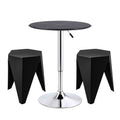 Artiss Bar Stools and Table Set 3PCS Dining Desk Kitchen Chair PVC Leather Black