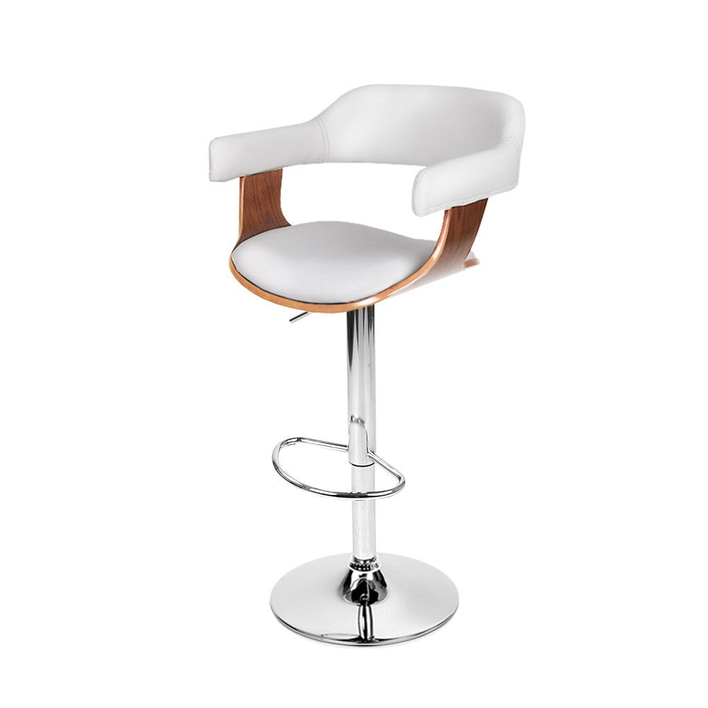 Artiss Bar Stools Gas Lift Leather w/Armrest White