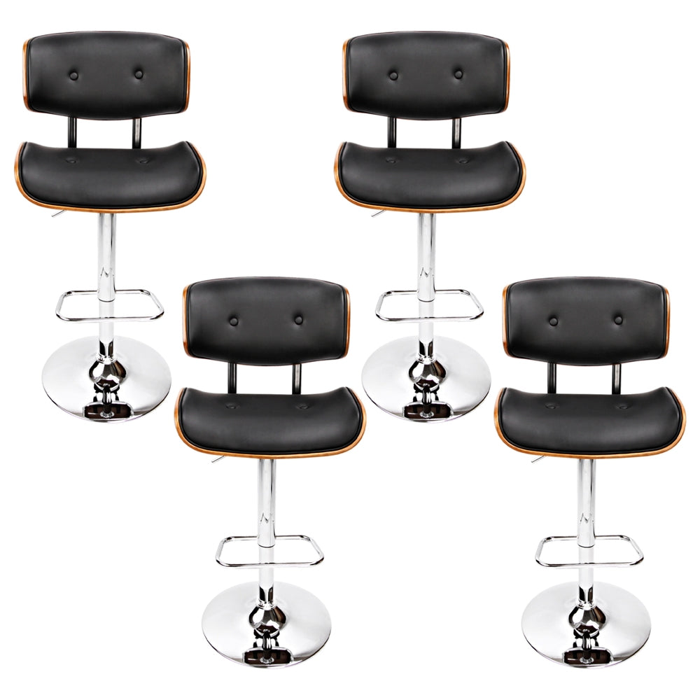 Artiss 4x Bar Stools Gas Lift Leather Black