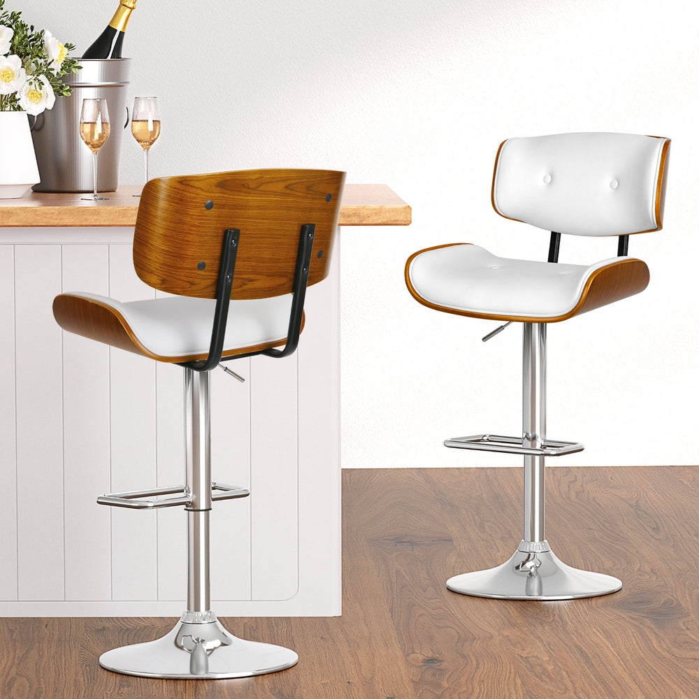 Artiss 4x Bar Stools Gas Lift Leather White