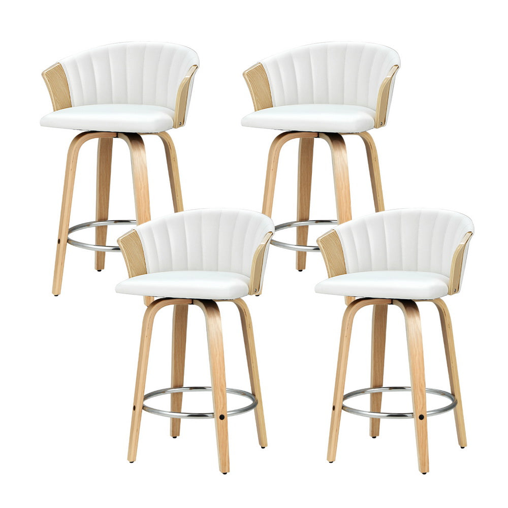 Artiss 4x Bar Stools Swivel Leather Chairs Wooden