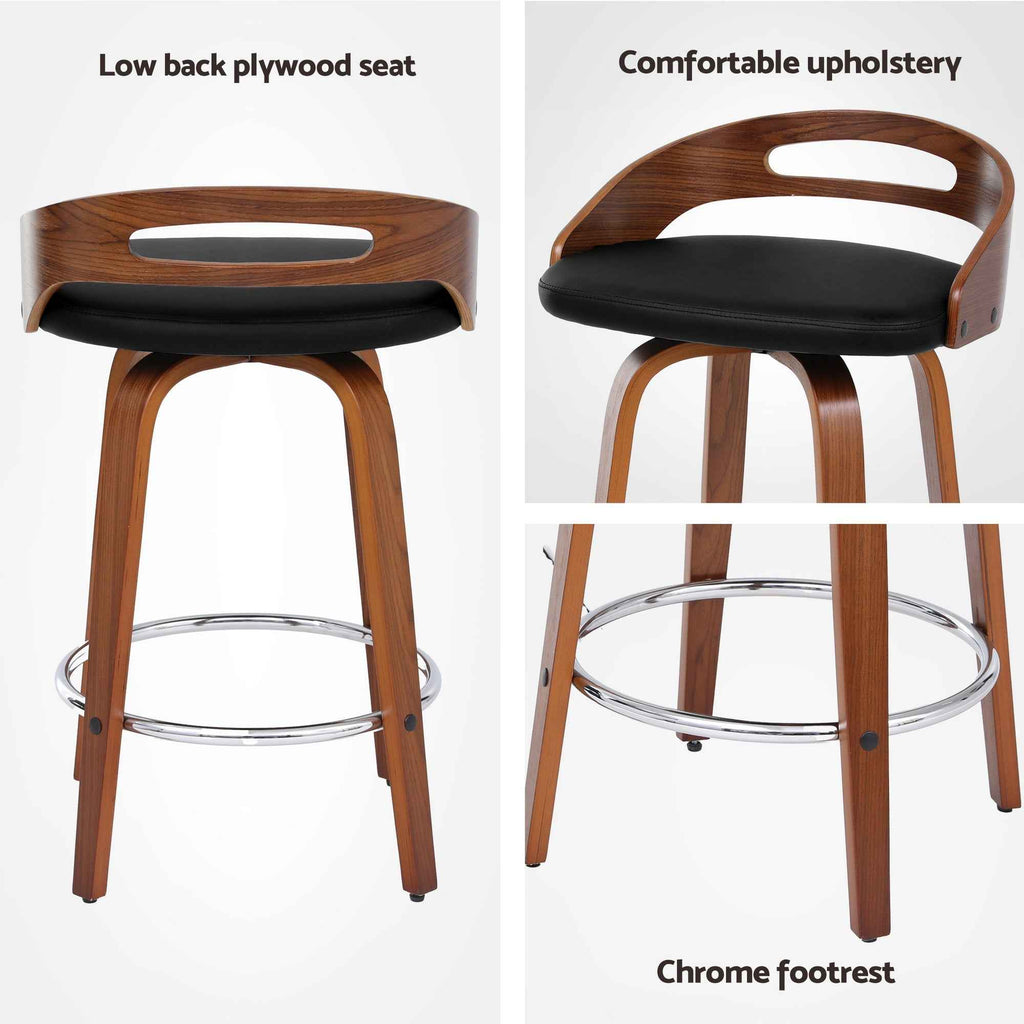 Artiss 4x Bar Stools Swivel Dining Chairs Low Back Counter Seat PU Cushion