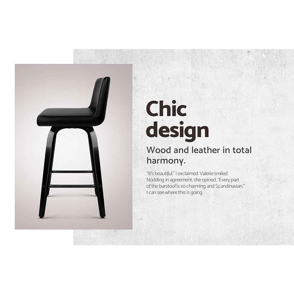 Artiss Bar Stools Kitchen Leather Barstools Swivel Wooden Chairs X2