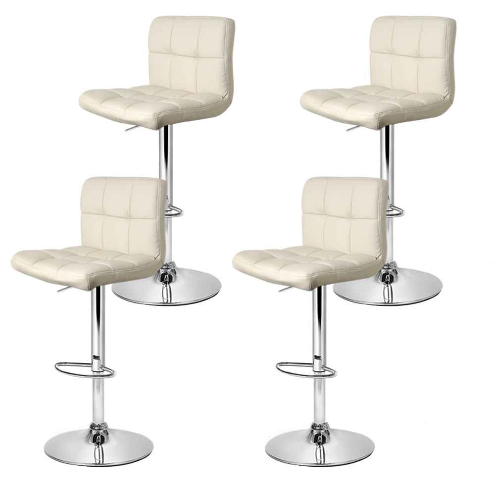 Artiss 4x Bar Stools Leather Gas Lift Beige