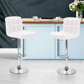 Artiss 2x Bar Stools Leather Gas Lift White - YDS.com.au