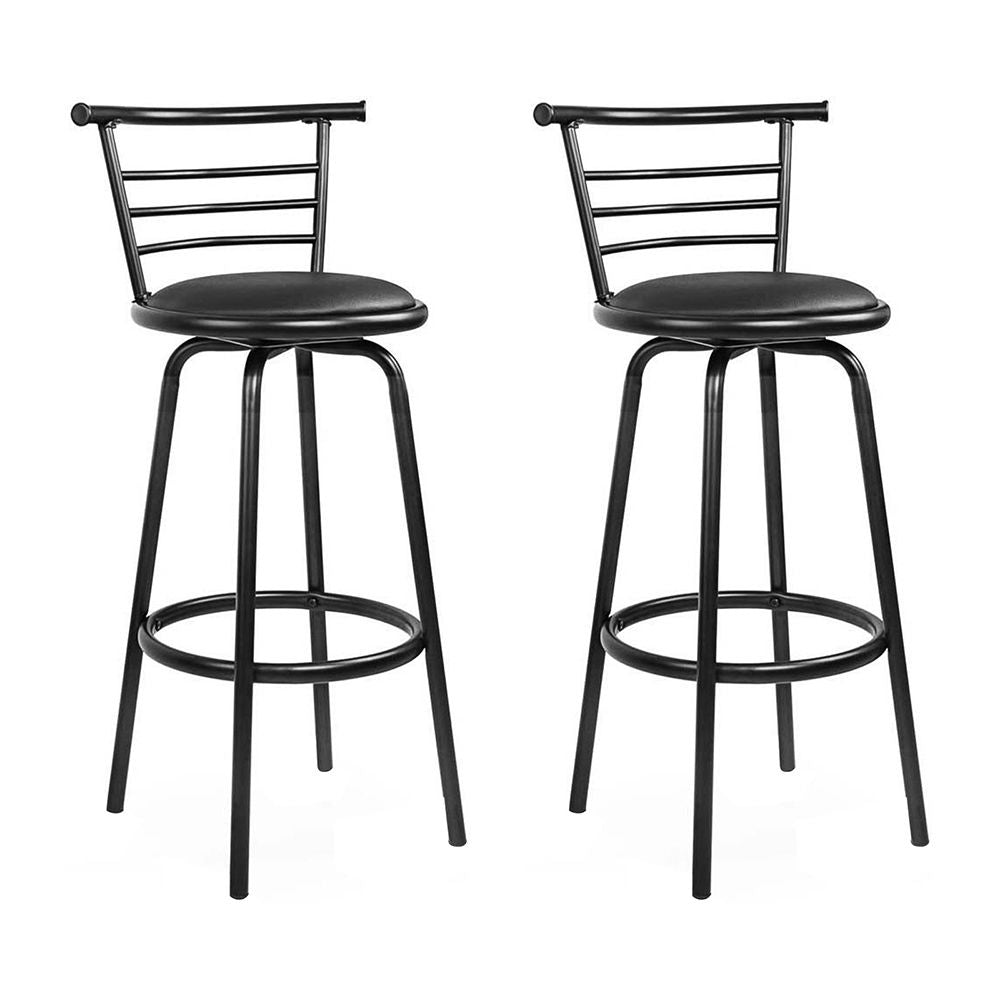 Taburetes de bar Artiss 2x giratorios de cuero acolchados de metal