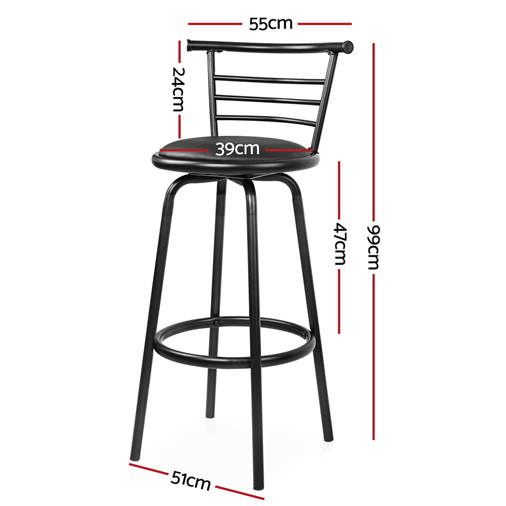 Artiss 2x Bar Stools Swivel Leather Padded Metal