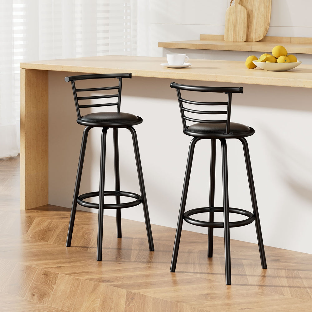 Artiss 2x Bar Stools Swivel Leather Padded Metal