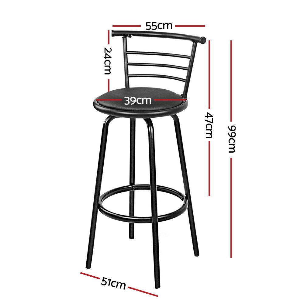 Artiss 4x Bar Stools Swivel Leather Padded Metal