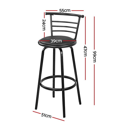 Artiss 4x Bar Stools Swivel Leather Padded Metal