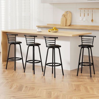 Artiss 4x Bar Stools Swivel Leather Padded Metal