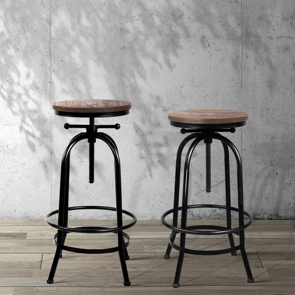 Artiss Bar Stools Adjustable Wood Chairs