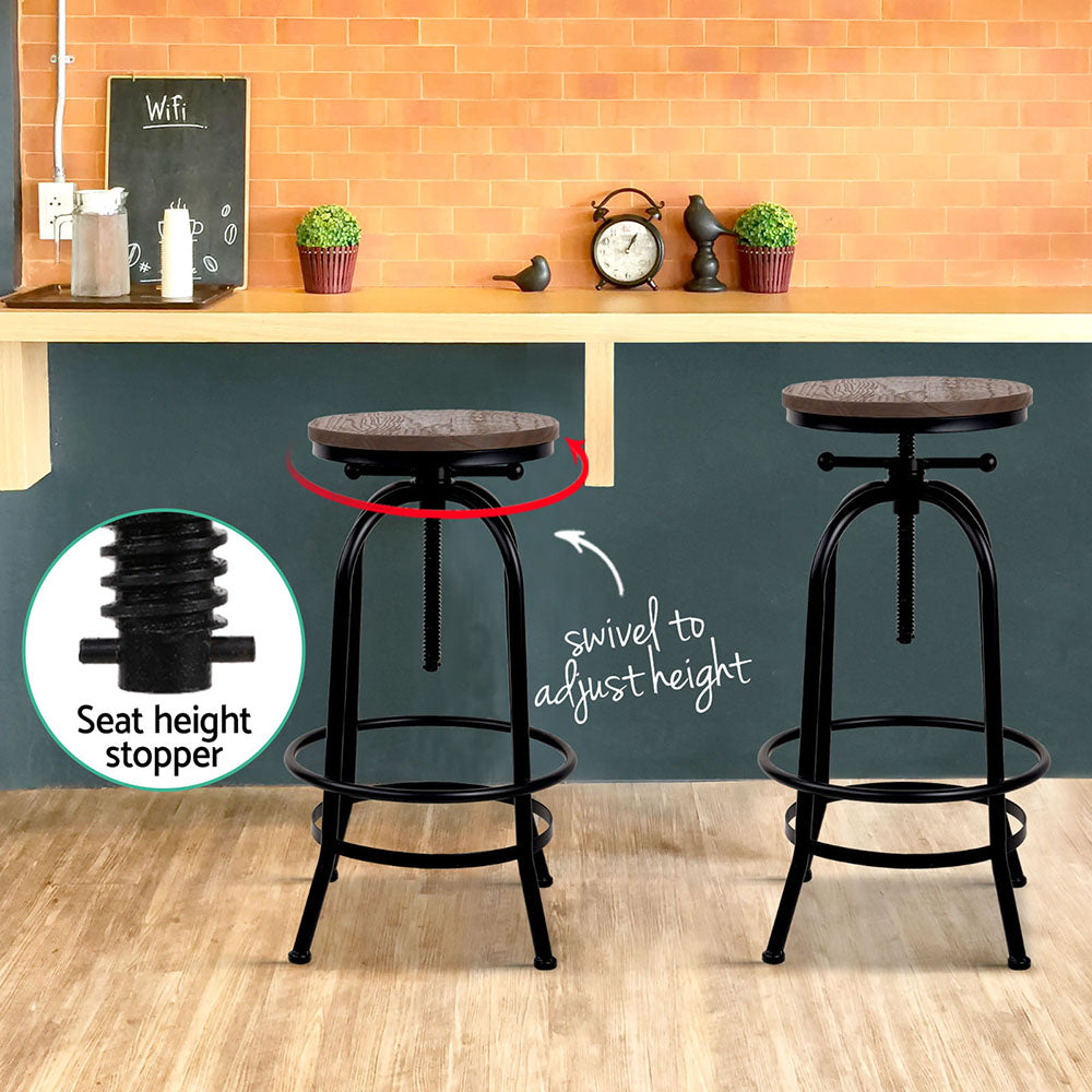Artiss Bar Stools Adjustable Wood Chairs - YDS.com.au