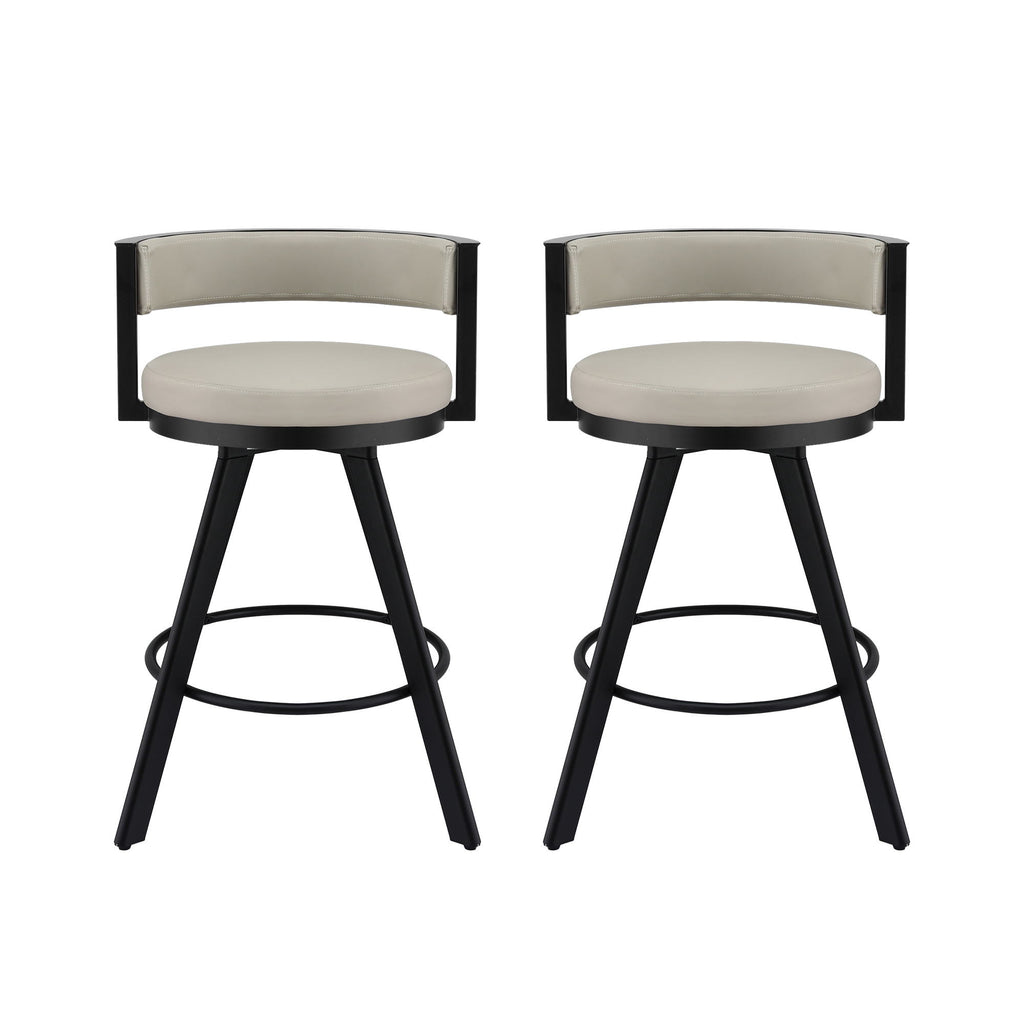 Artiss Bar Stools Set of 2 Swivel Kitchen Chair Metal Counter Beige Leather