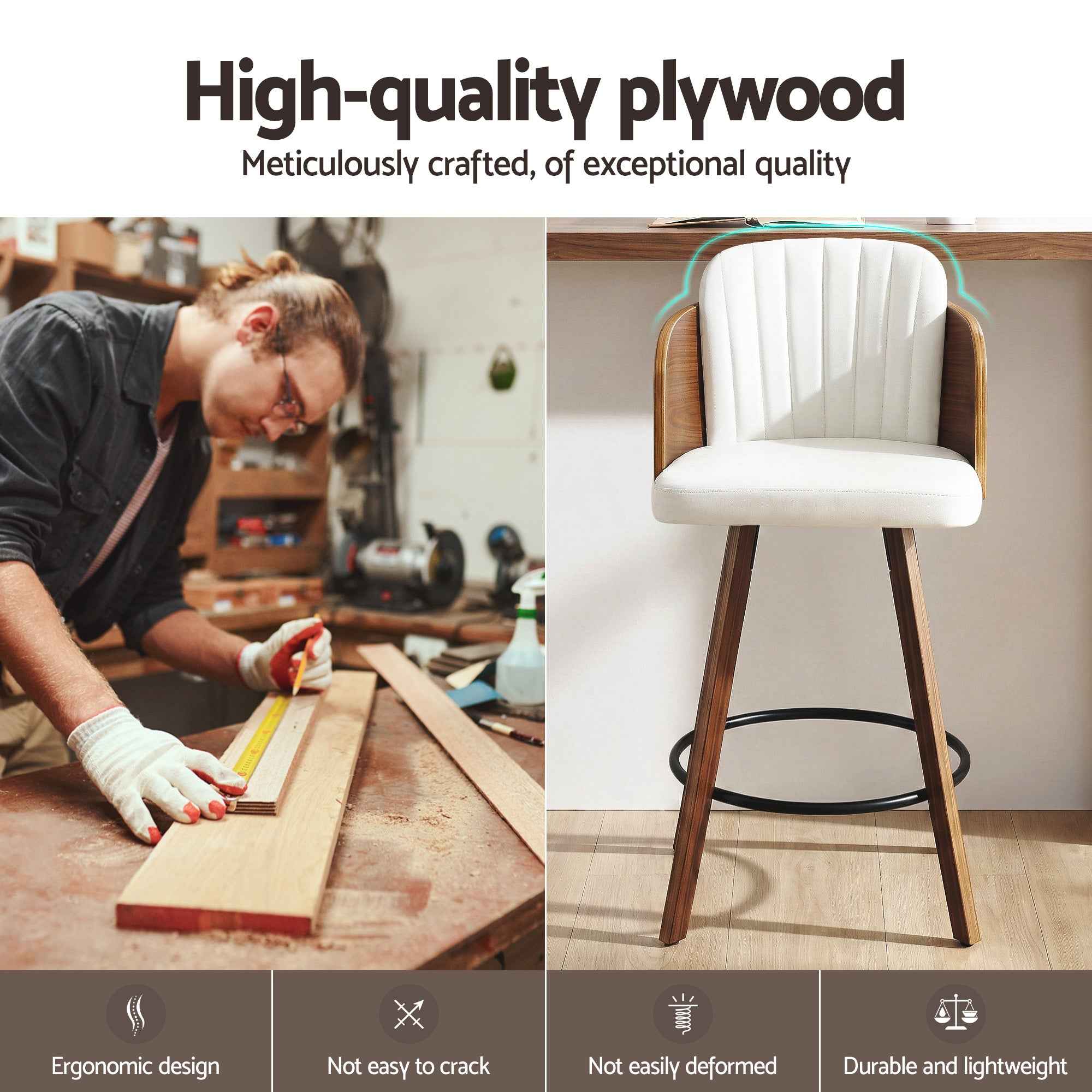 Artiss Wooden Bar Stools Swivel Kitchen Counter Stool Chair 58cm Seat Height