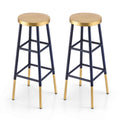 Artiss 2x Bar Stools Metal Gold Navy