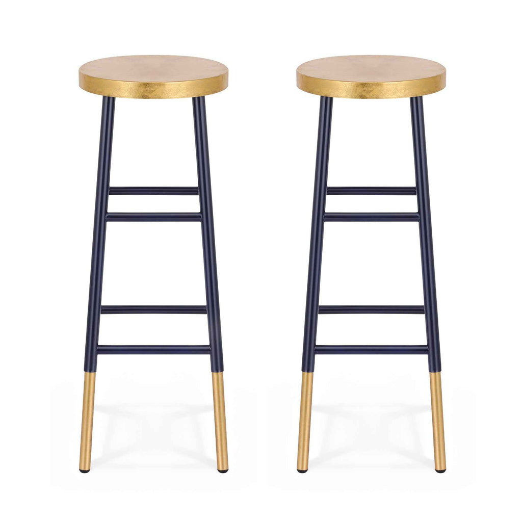 Artiss 2x Bar Stools Metal Gold Navy