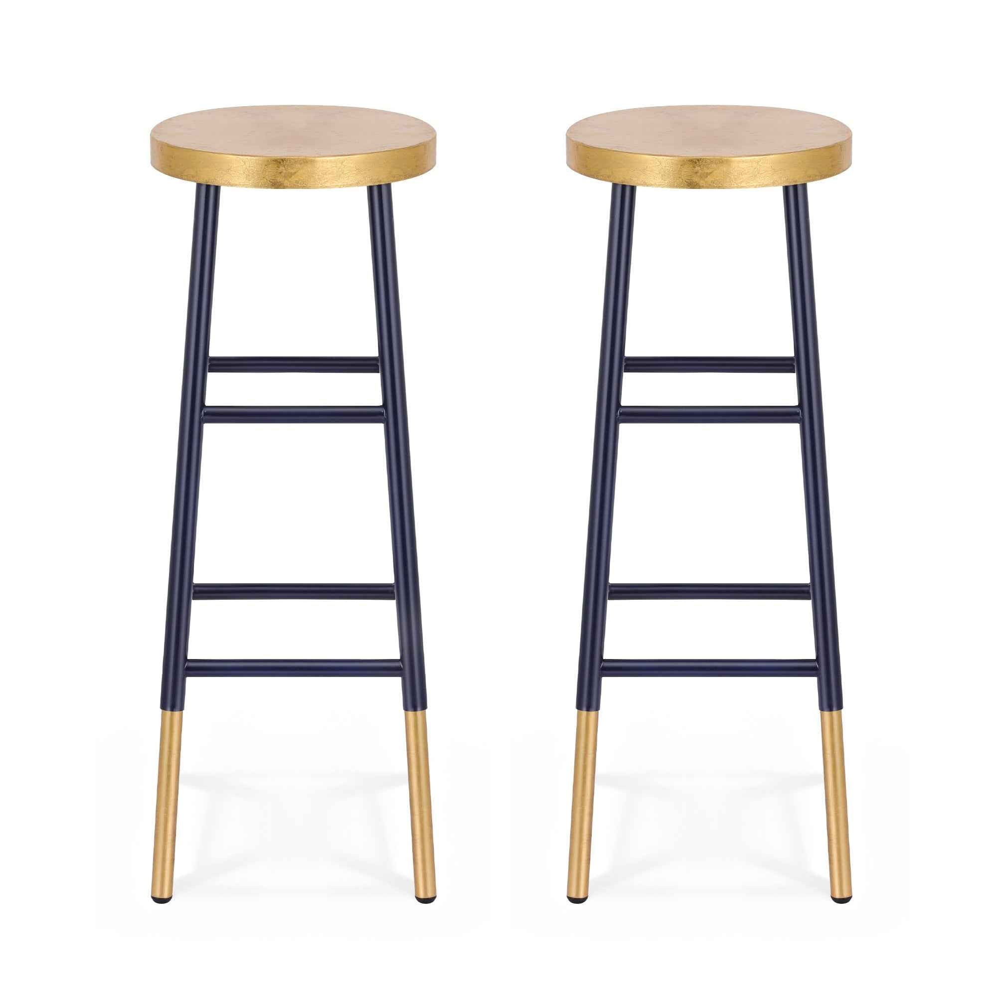 Artiss 2x Bar Stools Metal Gold Navy