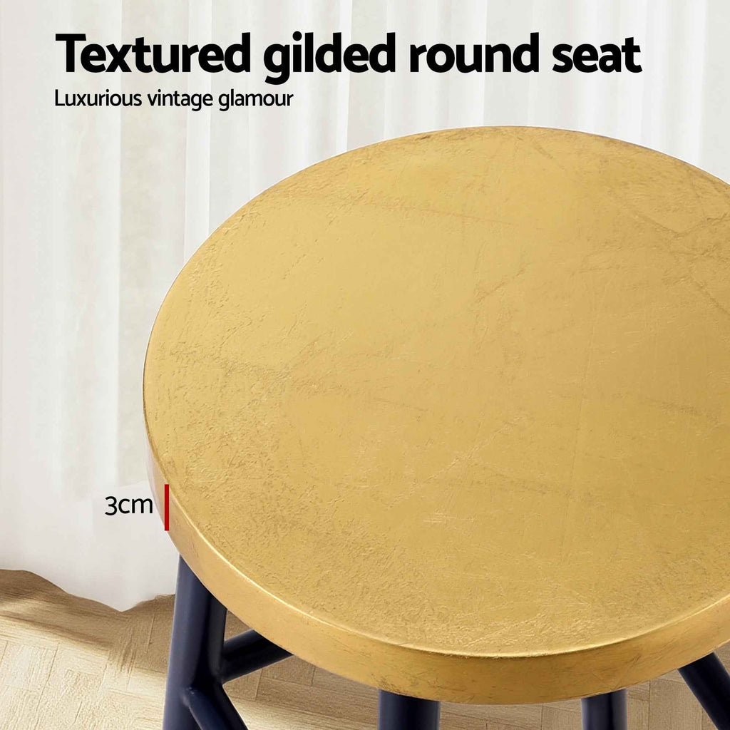 Artiss 2x Bar Stools Metal Gold Navy