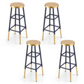 Artiss 4x Bar Stools Metal Gold Navy