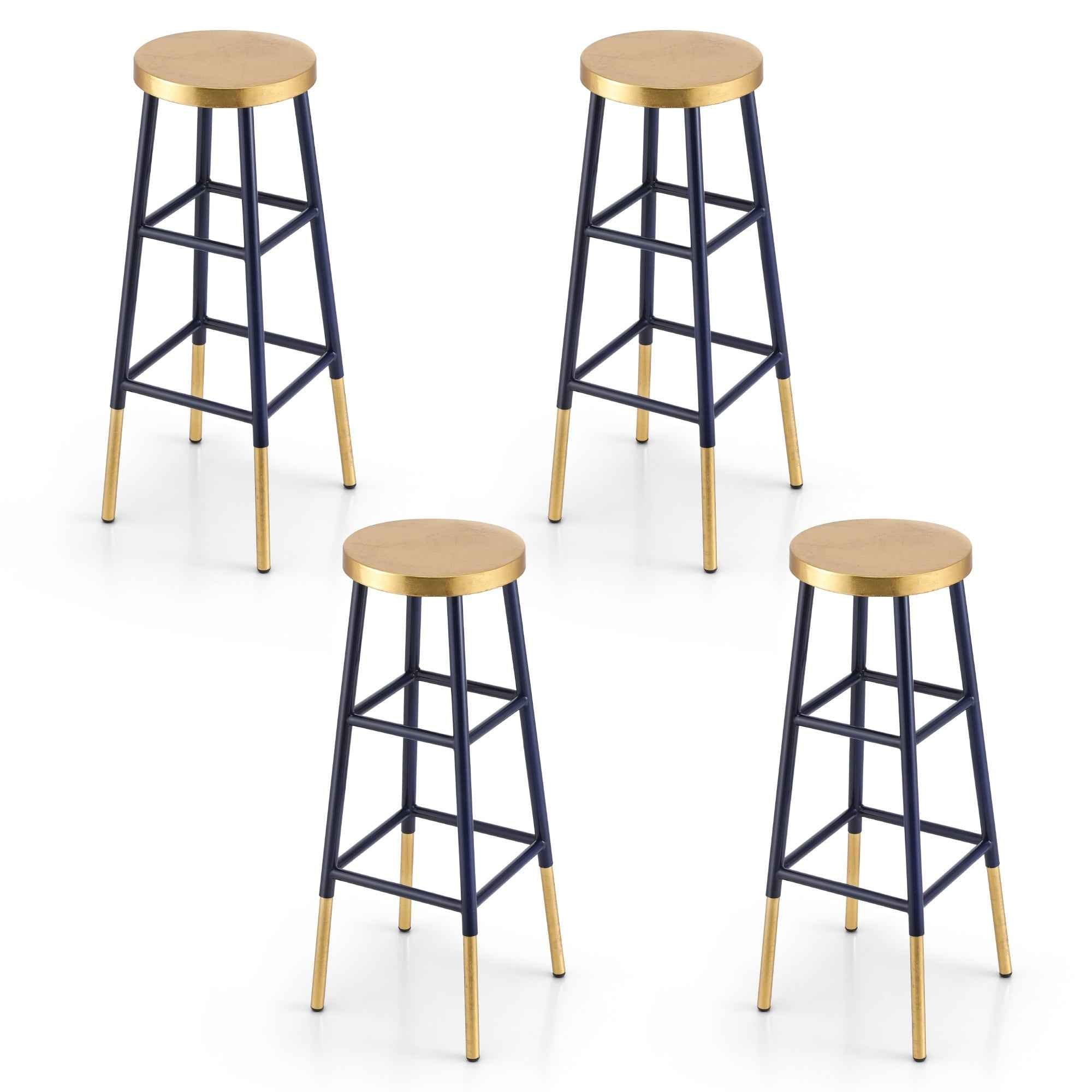 Artiss 4x Bar Stools Metal Gold Navy