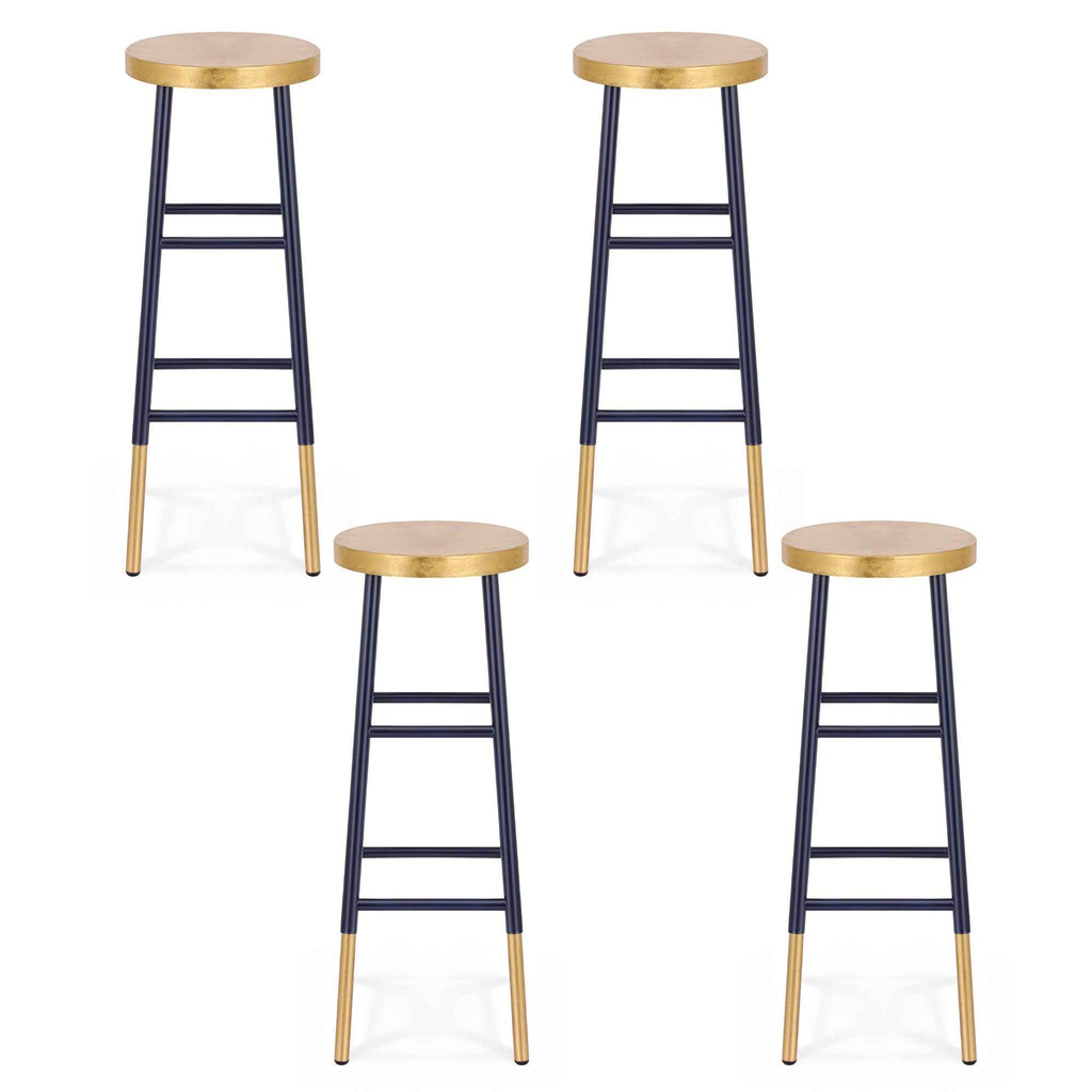 Artiss 4x Bar Stools Metal Gold Navy