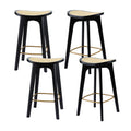 Artiss 4x Bar Stools Rattan Counter Kitchen Dinning Chair Bamboo Saddle Black