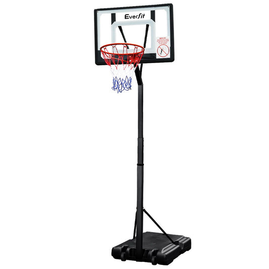 Sistema de soporte para aro de baloncesto Everfit de 2,6 m, ajustable, portátil, profesional, para niños, transparente