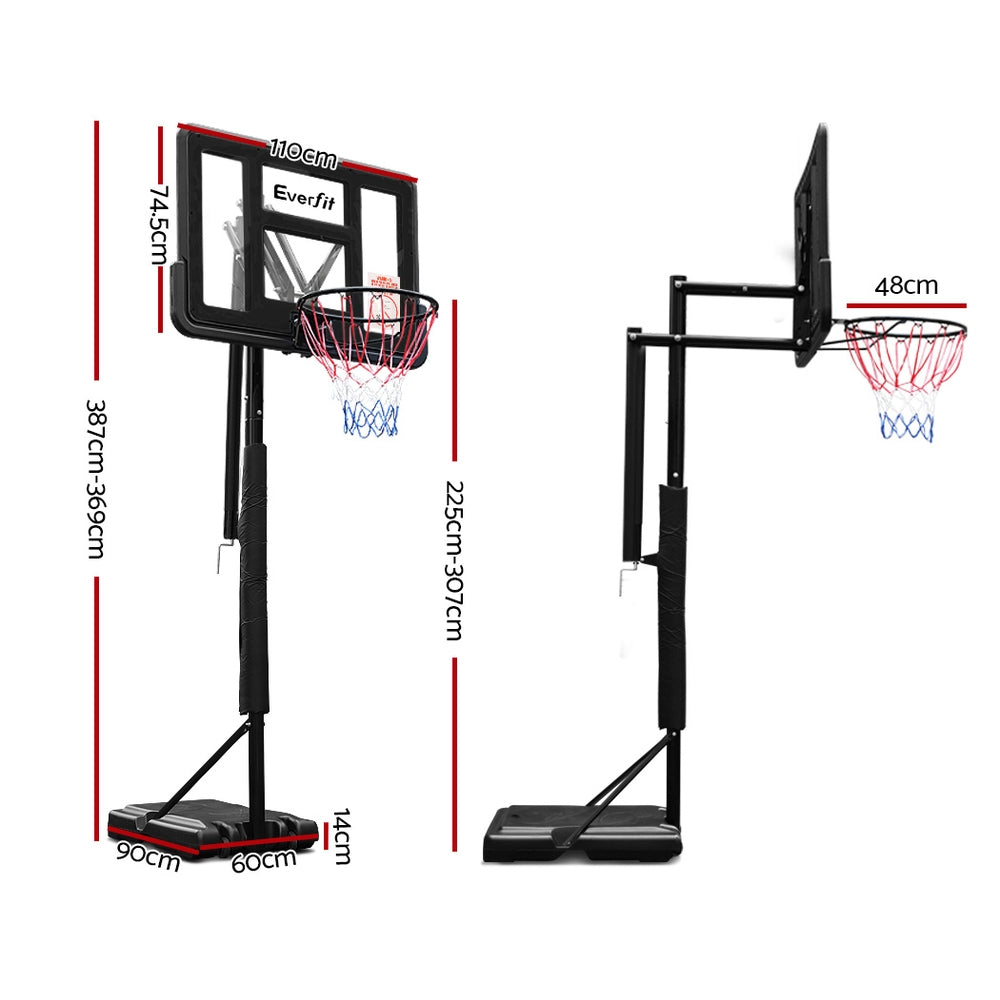 Everfit 3.05M Basketball Hoop Stand System Adjustable Height Portable Pro Black