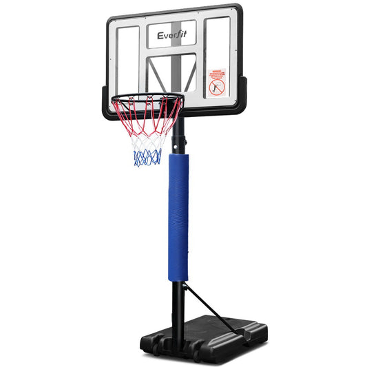 Sistema de soporte para aro de baloncesto Everfit de 3,05 m, altura ajustable, portátil, profesional, color azul