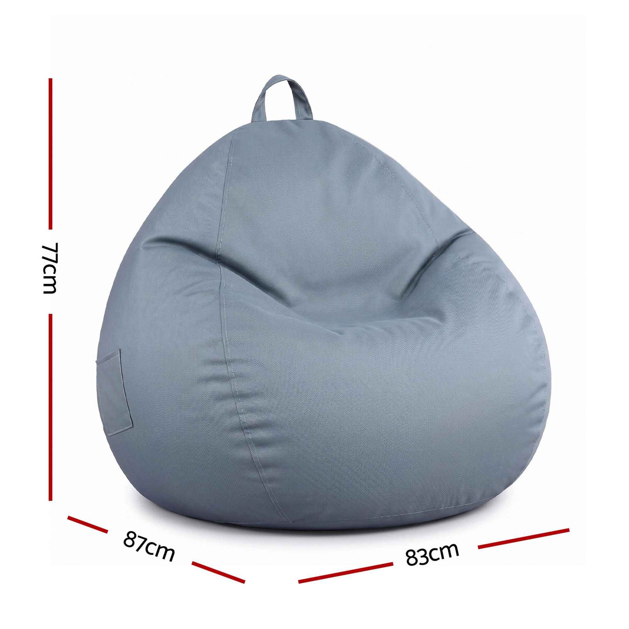 Artiss Outdoor Bean Bag Chair Cover (No Filler) Splash-Proof Beanbag Sofacover for Adults Teens Kids Stuffable Bean Bag Cover for Patio Poolside Relaxing, Grey