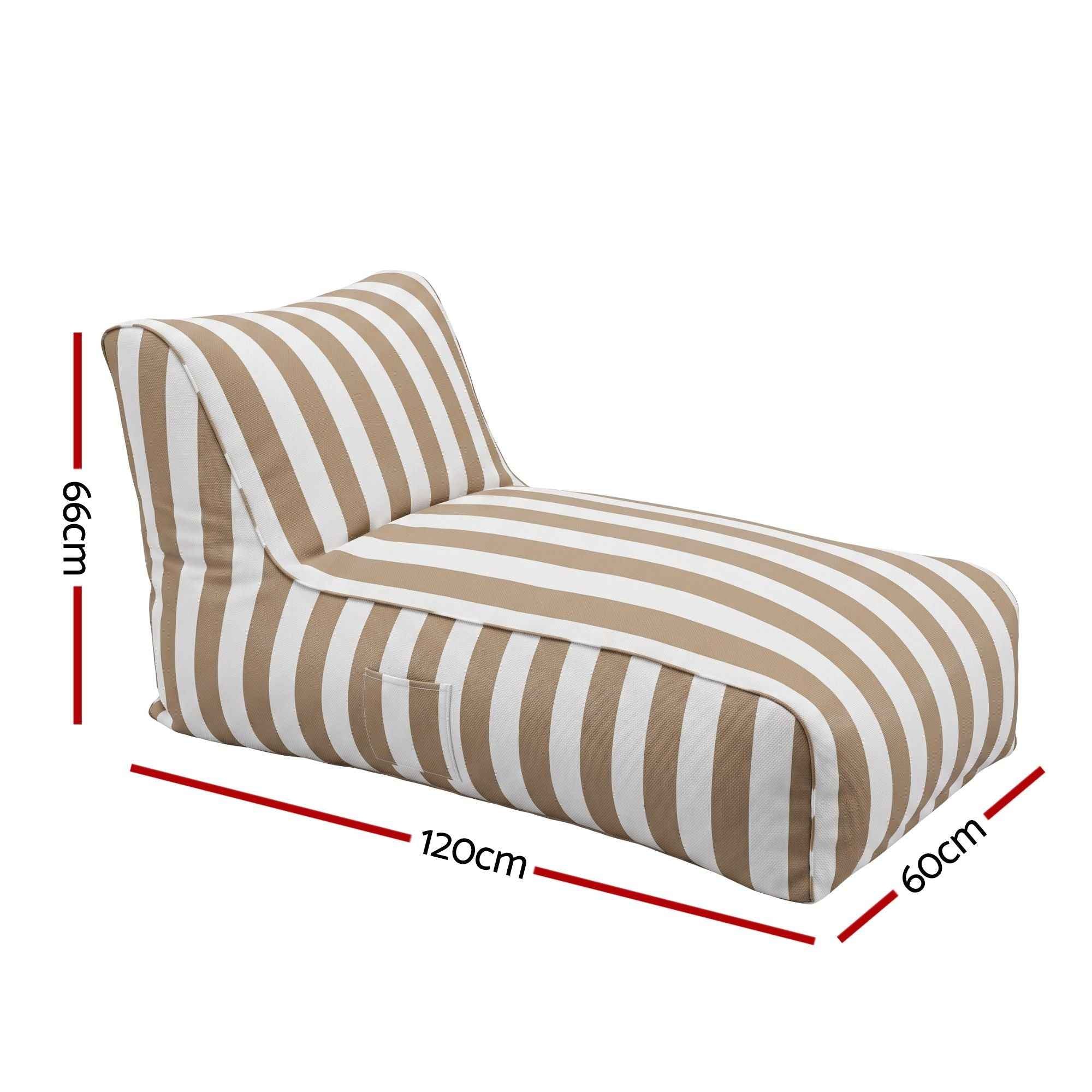Artiss Outdoor Bean Bag Chair Cover (No Filler) Splash-Proof Beanbag Lounge Sofacover Stuffed Animal Storage Bean Bag Cover for Patio Poolside Relaxing, Taupe
