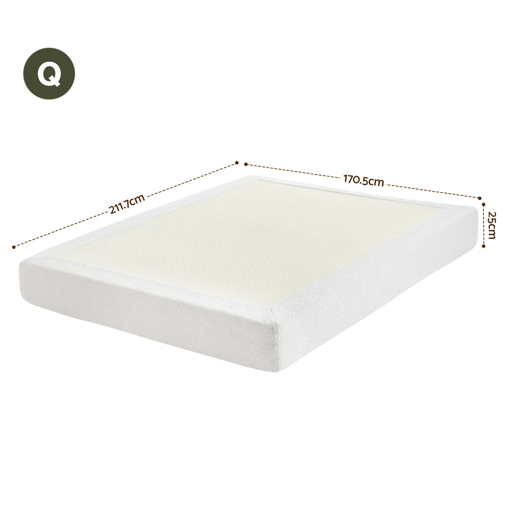 Artiss Compression Bed Frame Queen Size No Assembly Vacuum High Density Sponge Boucle Cream White