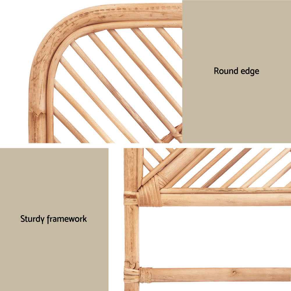 Artiss Bed Headboard Queen Bedhead Rattan - FRED Pine